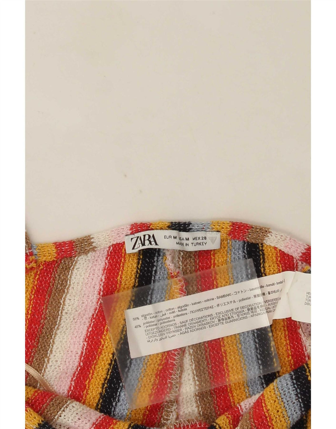 Zara Mono Sin Mangas Recortado para Mujer UK 42 Mediano Rayas Multicolores