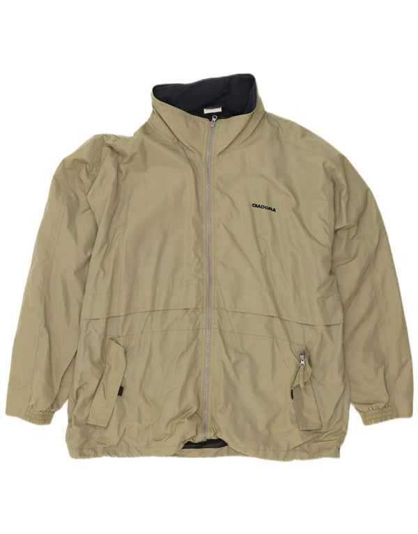 Diadora Chaqueta cortavientos con capucha para hombre UK 40 Large Caqui Poliamida
