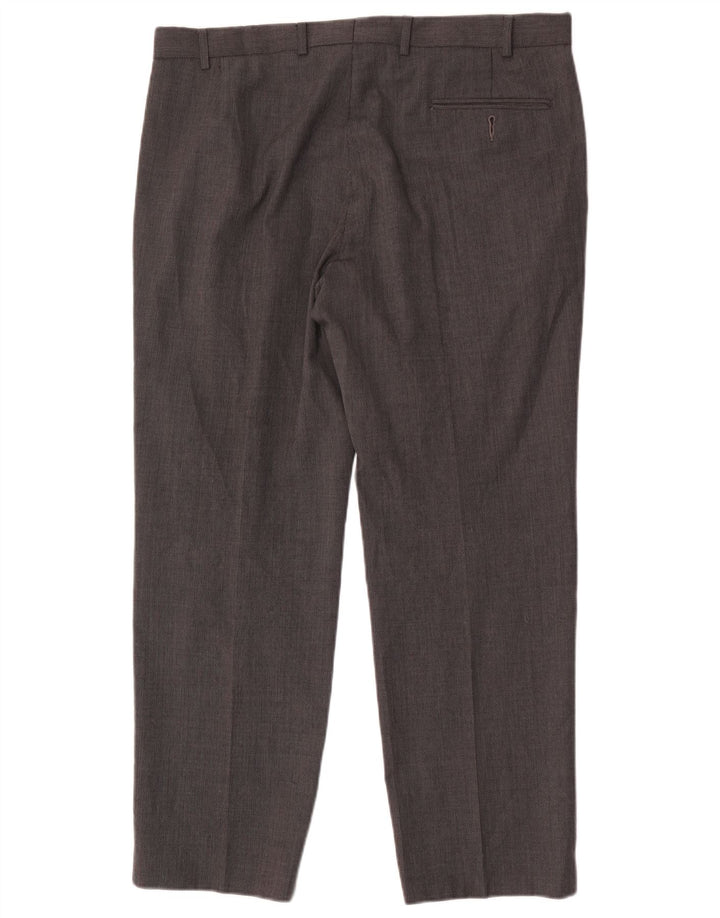 Marks & Spencer Pantalones de traje rectos de corte regular para hombre W36 L29 Lana gris