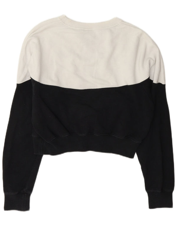 Nike Mujer Crop Sudadera Jumper UK 10 Small Blanco Colorblock Algodón