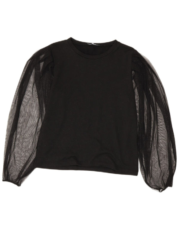 Zara Womens Long Sleeve Blouse Top UK 10 Small Black