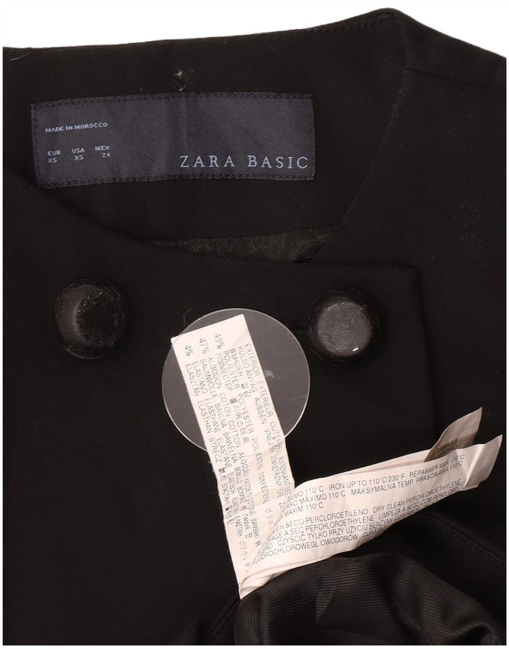 Zara Mujer Abrigo Cruzado UK 6 XS Poliéster Negro