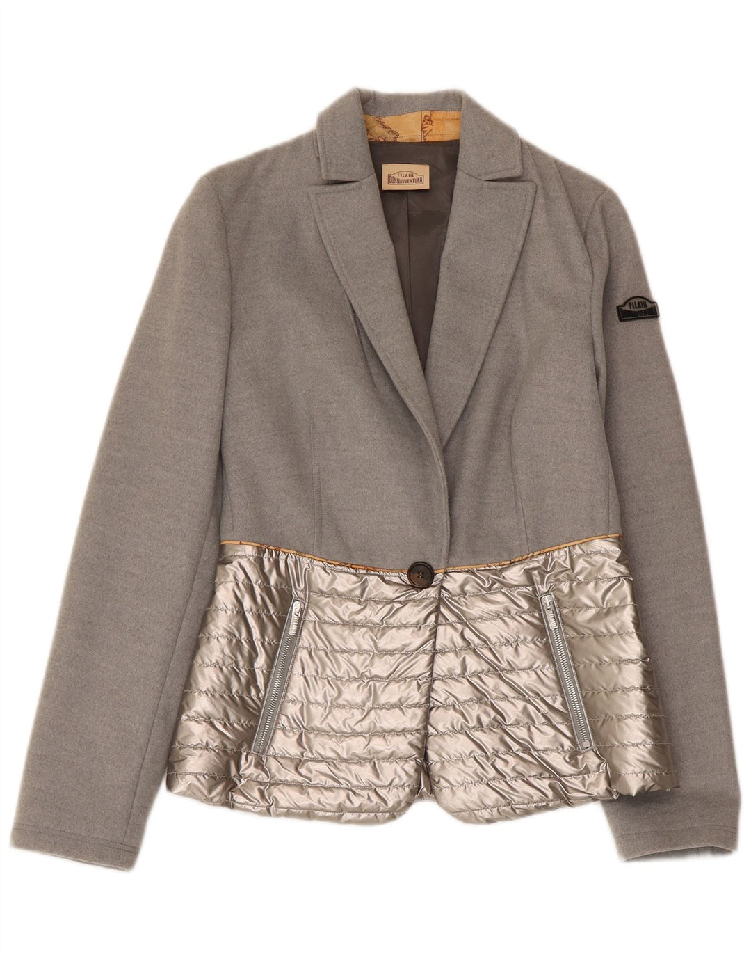 ALVIERO MARTINI Chaqueta blazer acolchada para mujer IT 38 XS Gris Colorblock