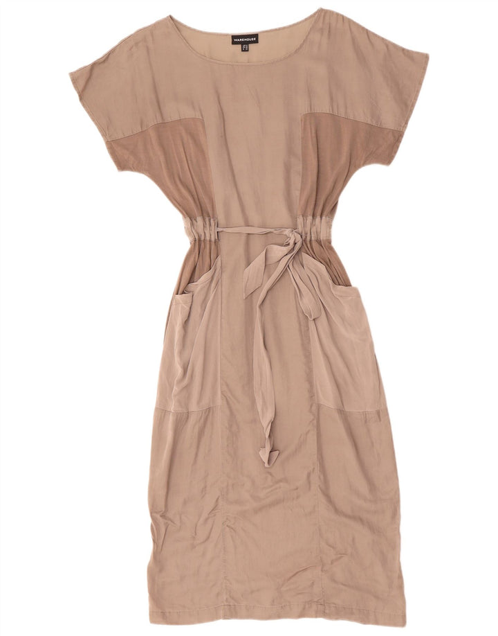 WAREHOUSE Vestido largo con alas de murciélago para mujer Reino Unido 40 Algodón gris medio con bloques de color