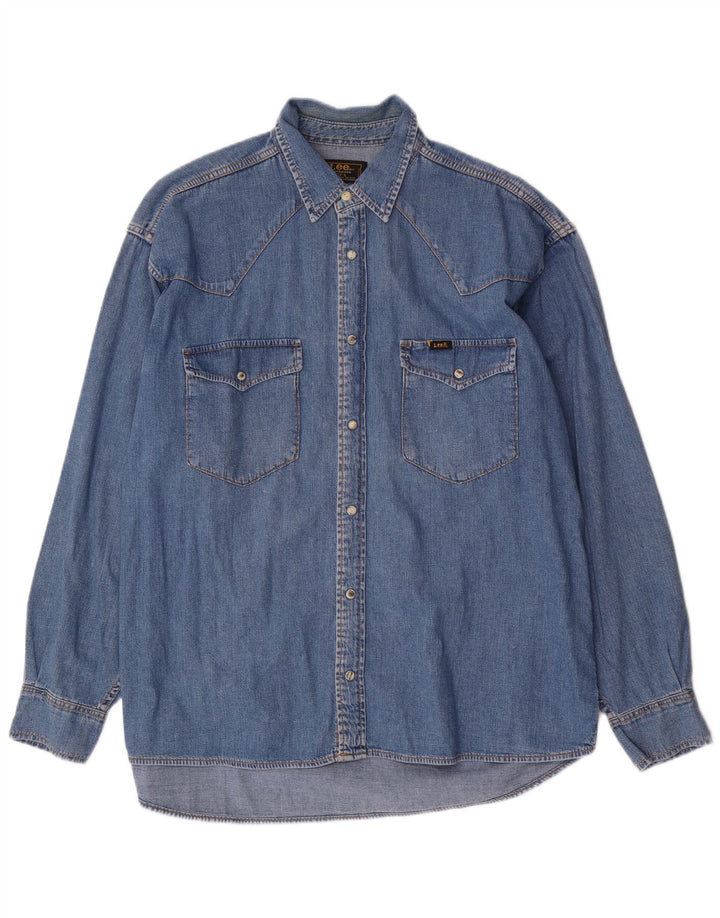 Lee Camisa Vaquera Para Hombre Algodón Azul Grande