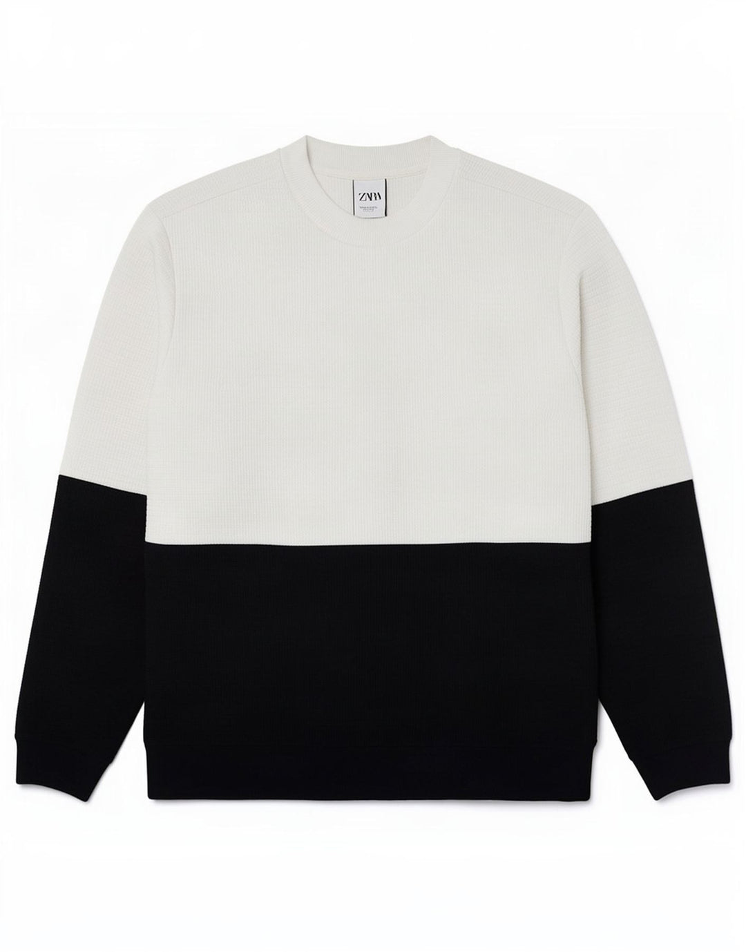 Zara Hombre Sudadera Jumper XL Blanco Colorblock Poliéster
