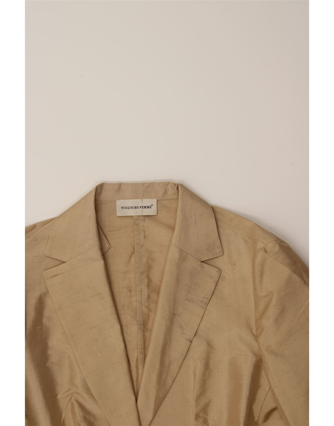 TOUJOURS Womens 1 Button 3/4 Sleeve Blazer Jacket IT 52 2XL Beige Silk Vintage Toujours and Second-Hand Toujours from Messina Hembry 