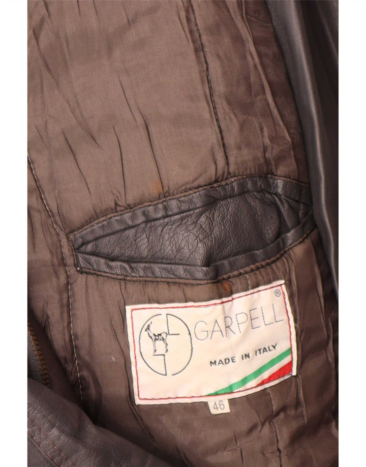 Abrigo de cuero vintage para hombre IT 46 Pequeño Gris