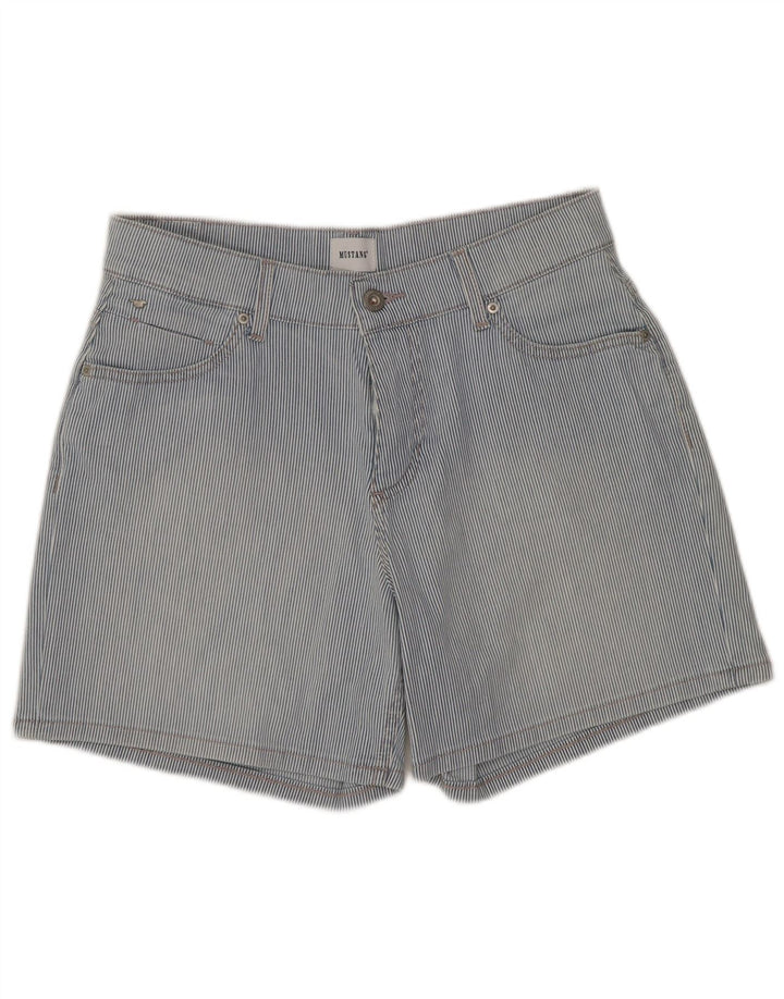 Mustang Pantalones Cortos Casuales para Mujer W27 Algodón A Rayas Azul Pequeño