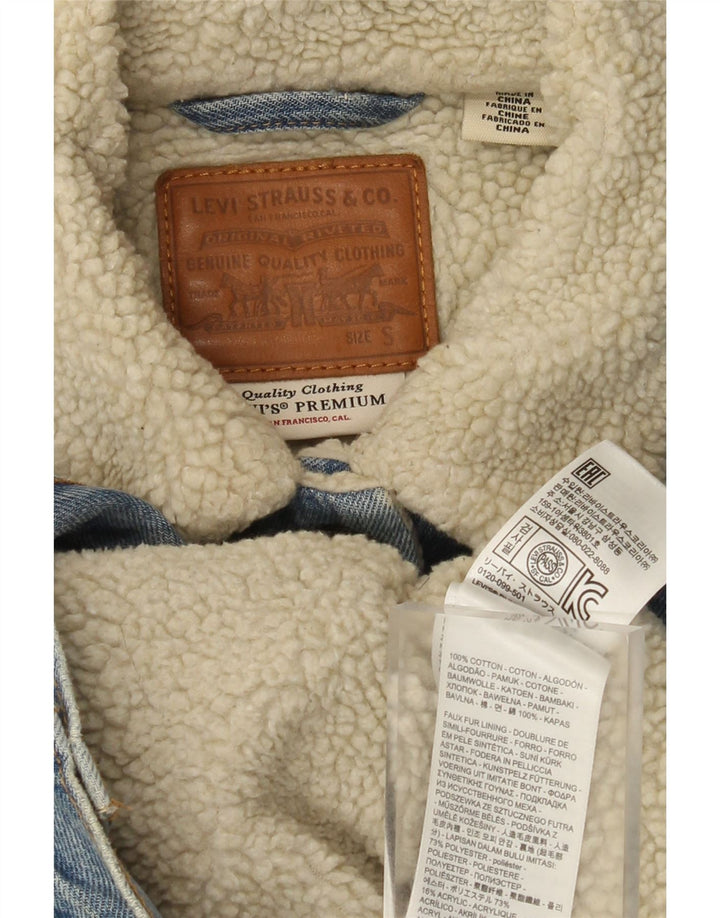 Levi's Chaqueta Vaquera Sherpa Gráfica para Mujer UK 10 Small Algodón Azul