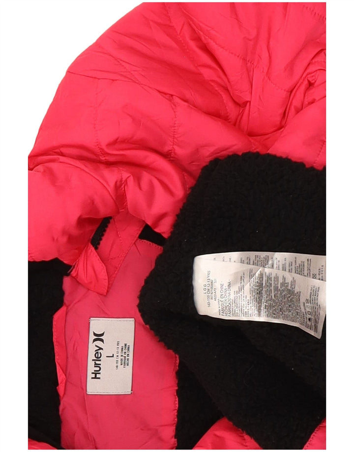 Hurley Chaqueta Acolchada Con Capucha Niñas 12-13 Años Grande Rosa Poliéster