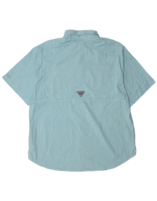 Columbia Camisa de manga corta para hombre XL Blue Check Poliéster