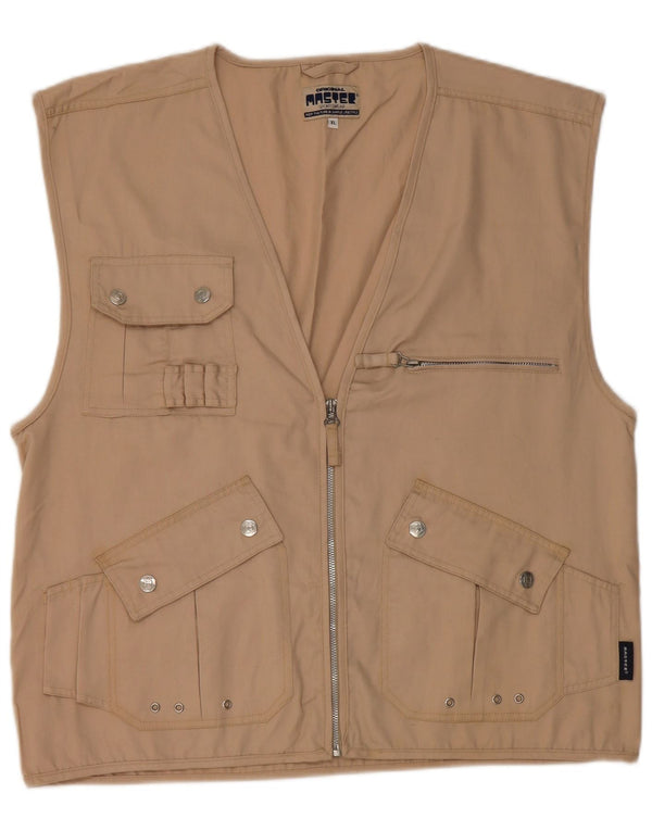 Chaleco utilitario Master para hombre UK 42 XL Algodón beige