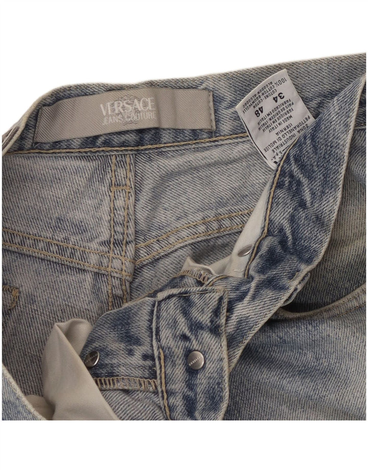 VERSACE Vaqueros rectos desgastados para hombre W34 L33 Algodón azul