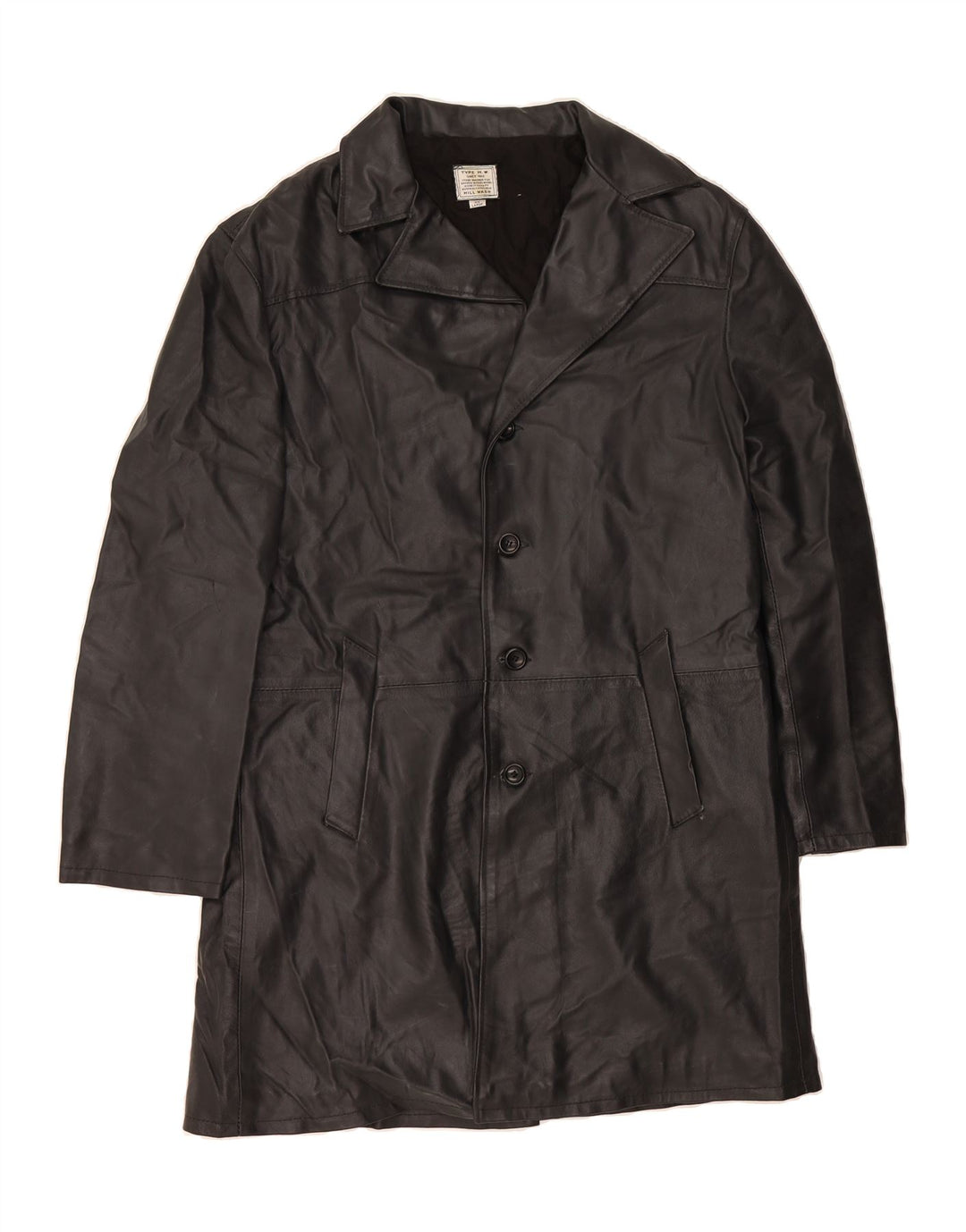 VINTAGE Mens Leather Coat UK 44 2XL Black Vintage Vintage and Second-Hand Vintage from Messina Hembry 