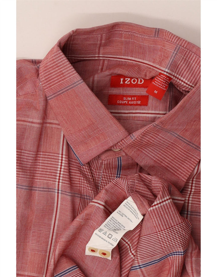 Camisa Izod Hombre Slim Fit De Algodón A Cuadros Rojo Medio