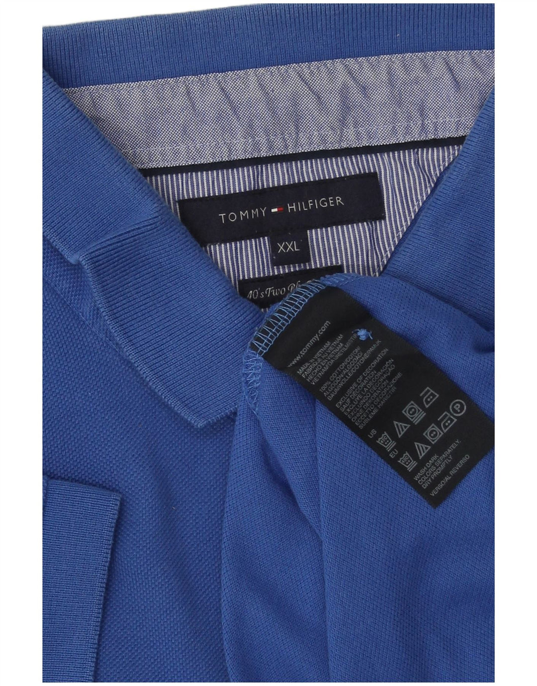 TOMMY HILFIGER Polo para hombre 2XL Algodón azul