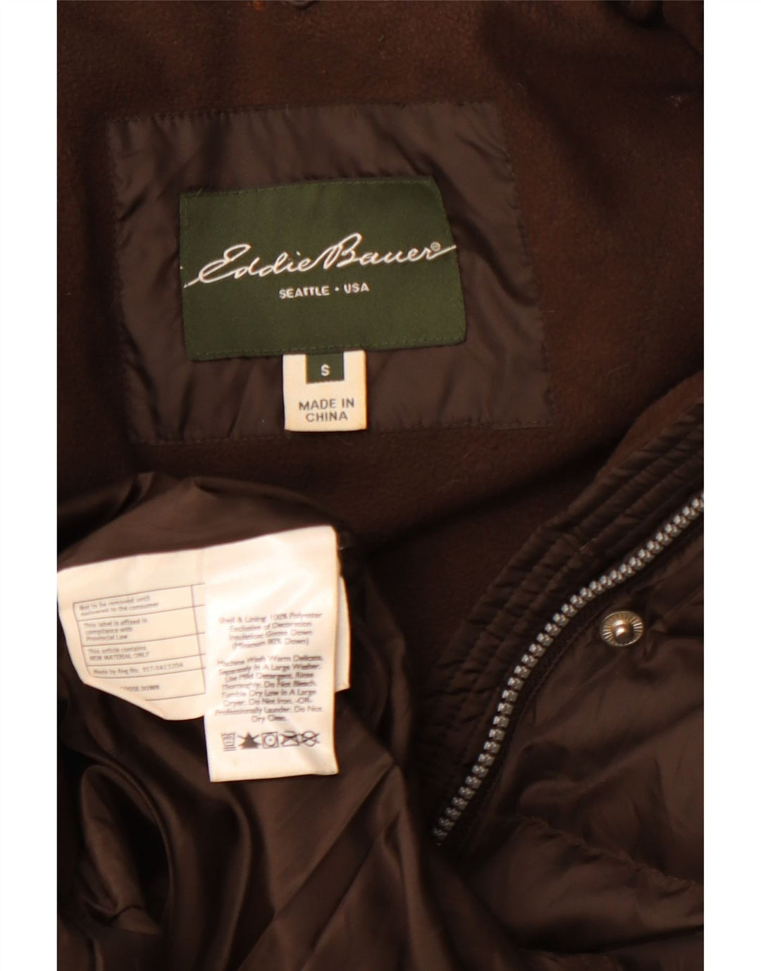 Eddie Bauer Abrigo acolchado extragrande para mujer UK 10 Small Marrón Poliéster