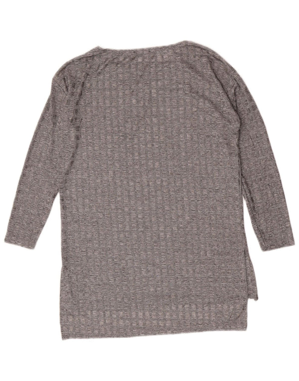Zara Mujer Top Manga Larga UK 42 Gris Medio