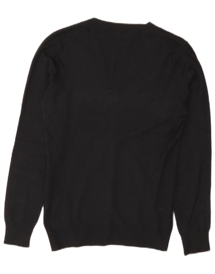 Zara - Jersey con cuello en V para mujer, talla 40, talla mediana, viscosa negra