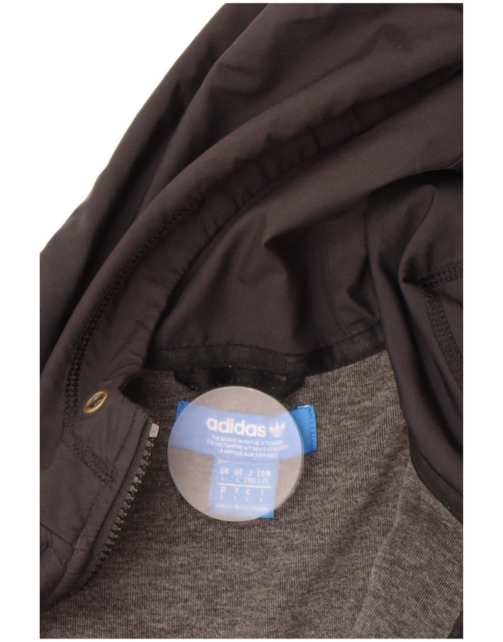 Adidas - Sudadera con capucha y cremallera para hombre, tamaño grande, poliéster negro