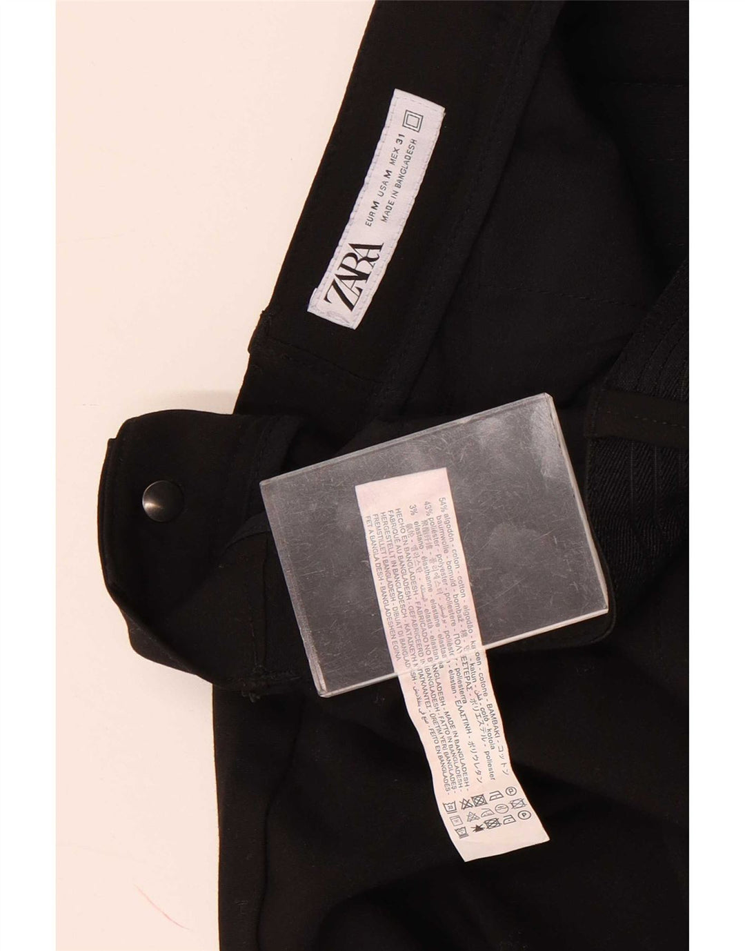 Zara Hombre Slim Chino Pantalón Mediano W31 L29 Algodón Negro