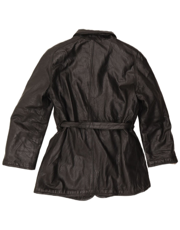 Chaqueta de cuero vintage para mujer IT 46 Grande Negro