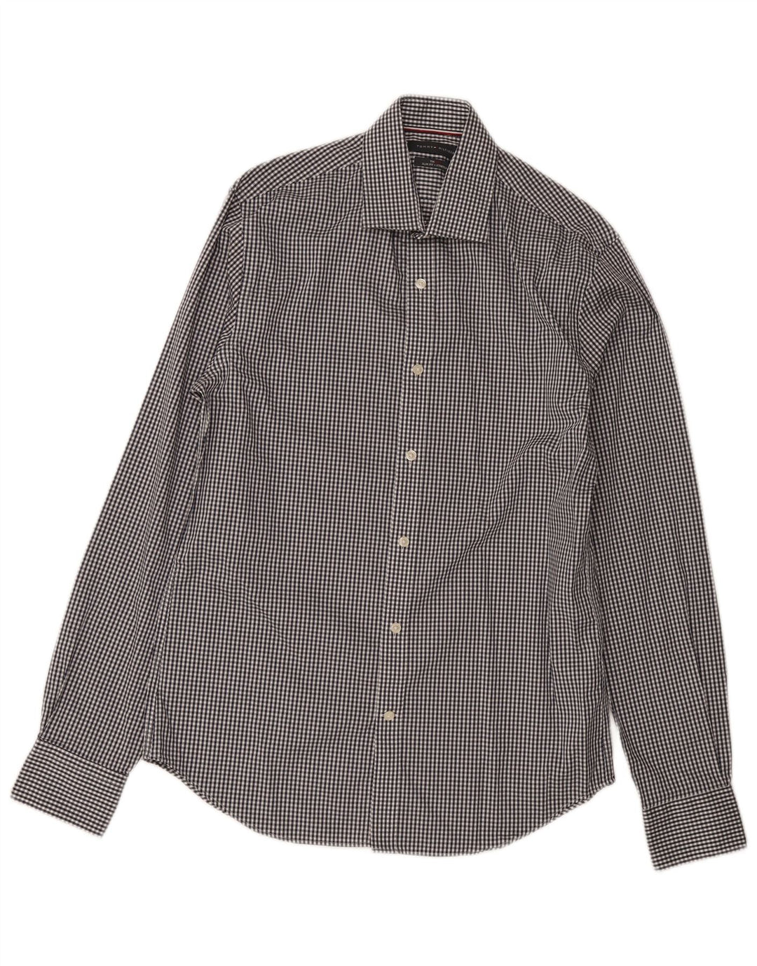 Tommy Hilfiger Camisa Slim Fit para Hombre Talla 15 Medium Azul Marino Gingham