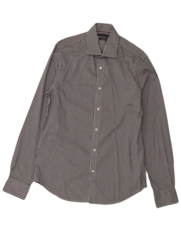 Tommy Hilfiger Camisa Slim Fit para Hombre Talla 15 Medium Azul Marino Gingham