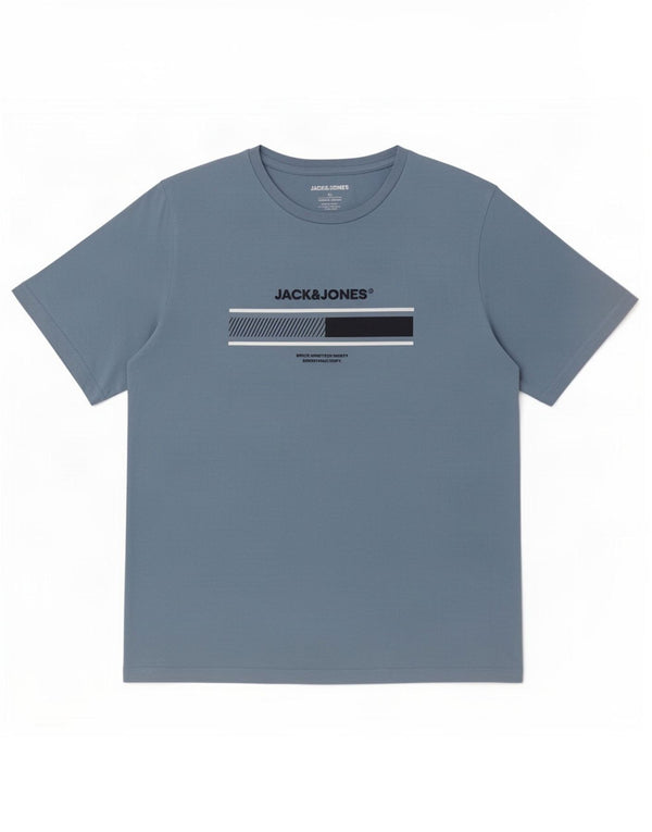 Jack & Jones Hombre Camiseta Gráfica Top Algodón Azul Medio