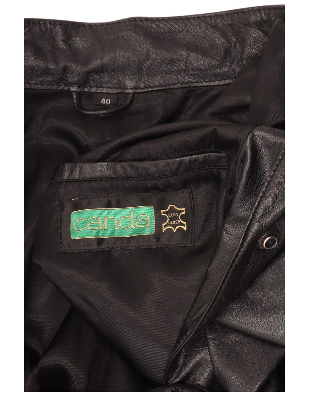 Canda Chaqueta de cuero extragrande para mujer EU 40 Cuero negro mediano