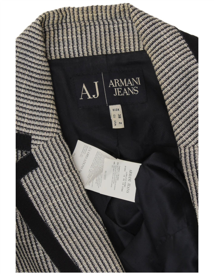 ARMANI JEANS Chaqueta tipo blazer de 2 botones para mujer EU 38 Gris medio a rayas