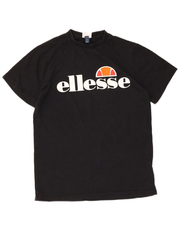 ELLESSE Camiseta gráfica para mujer Top UK 10 Small Black Cotton