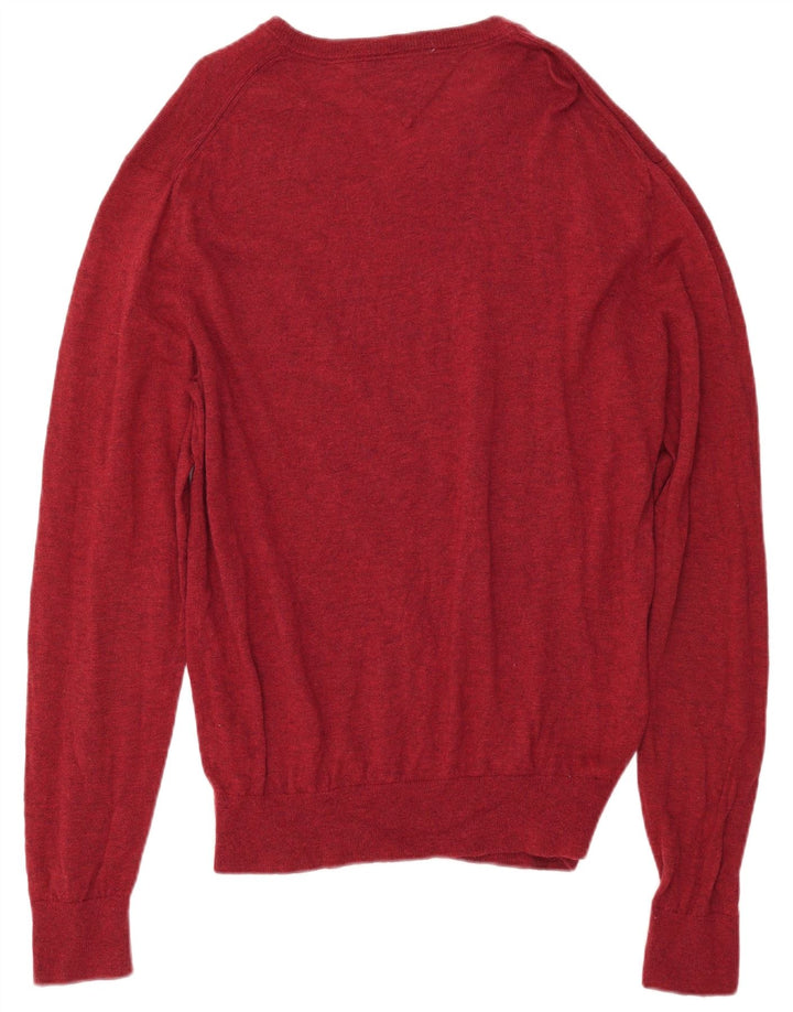 TOMMY HILFIGER Jersey con cuello en V para hombre 2XL Lana roja