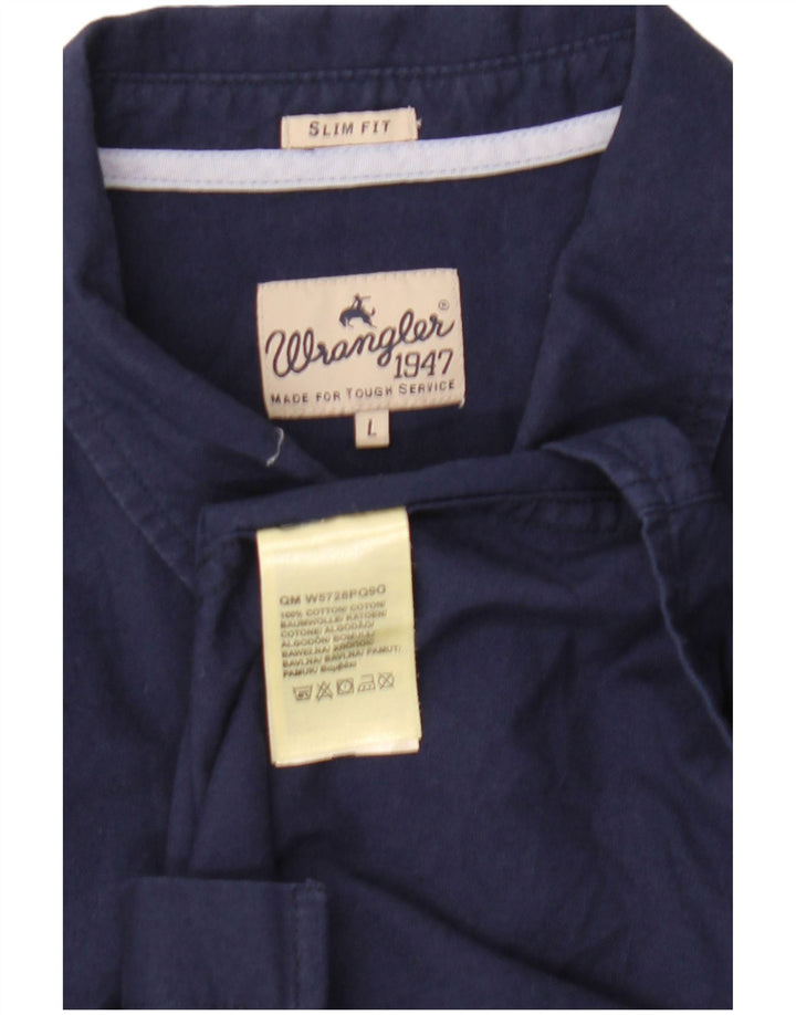 Wrangler Camisa Slim Fit Para Hombre Algodón Azul Marino Grande