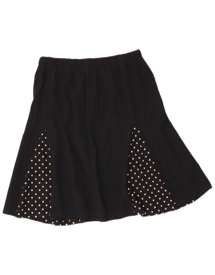 Vintage mujer A-Line falda W30 medio negro manchado