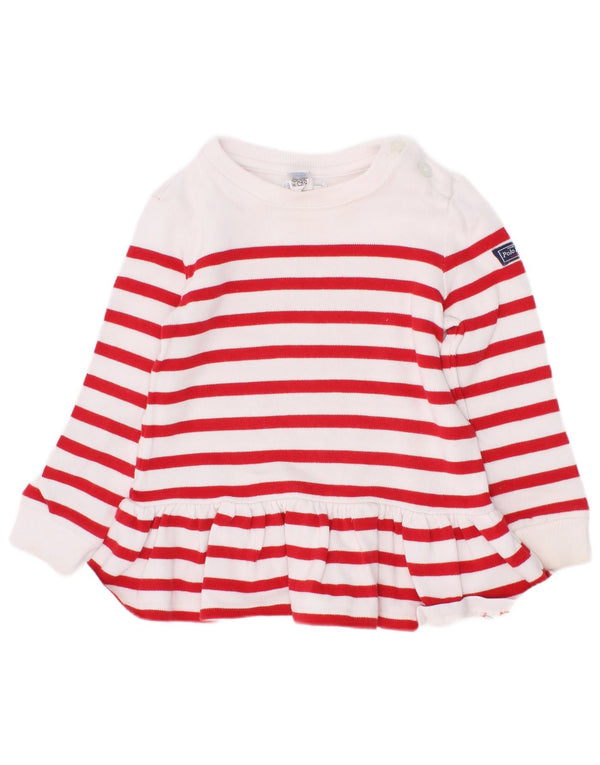 Ralph Lauren Vestido tipo jersey de manga larga para niñas de 12 a 18 meses, color blanco a rayas