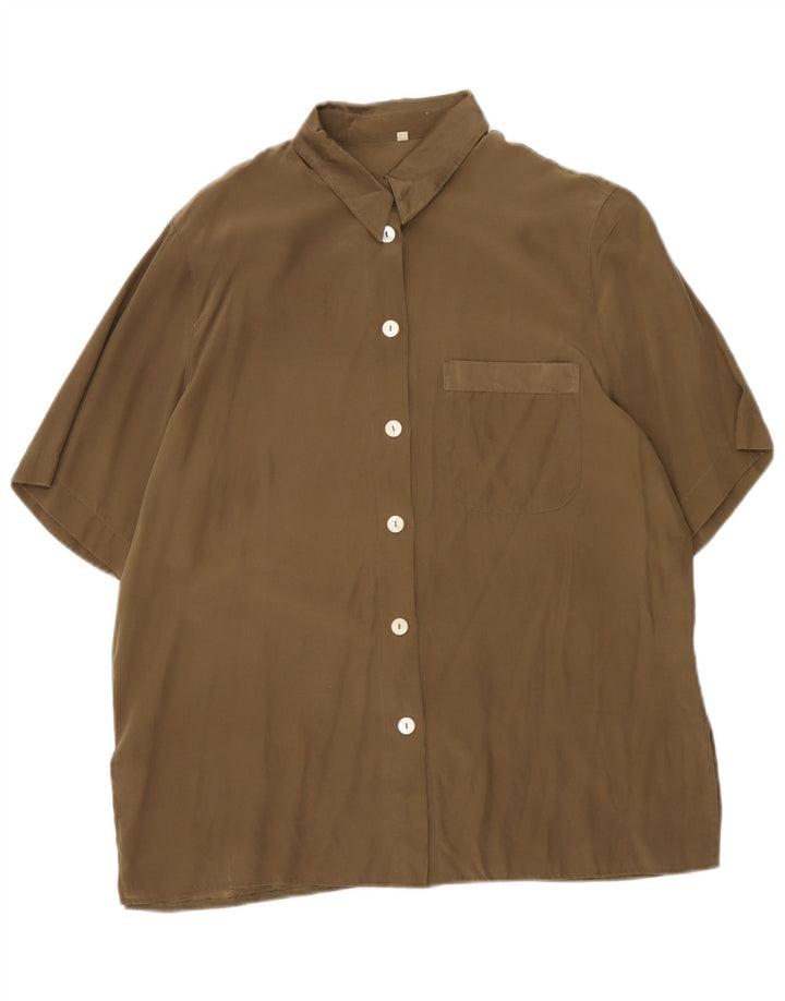 Camisa vintage de manga corta para mujer EU 42 Verde grande