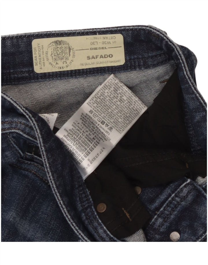 Diesel Hombre Safado Regular Slim Straight Jeans W30 L30 Algodón Azul