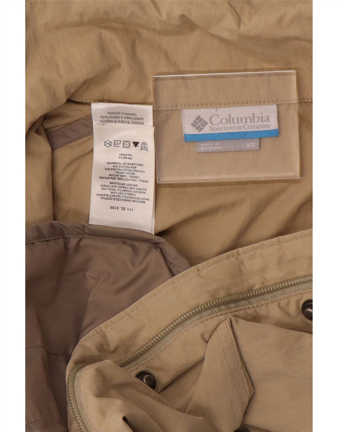 COLUMBIA Chaqueta bomber con capucha para mujer UK 6 XS Algodón beige