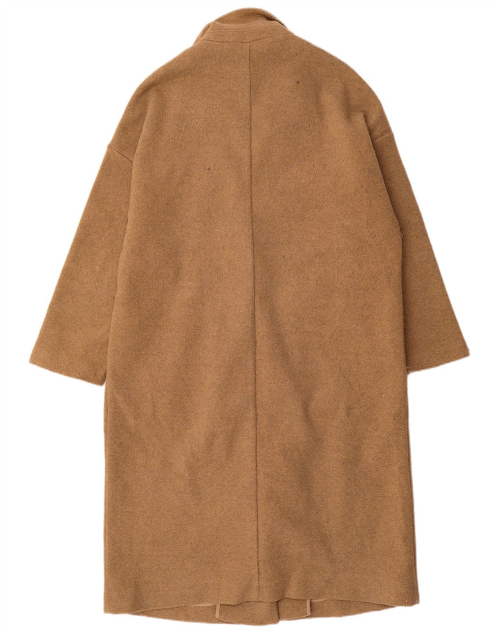 Zara Mujer Abrigo Extragrande UK 10 Pequeño Poliéster Beige