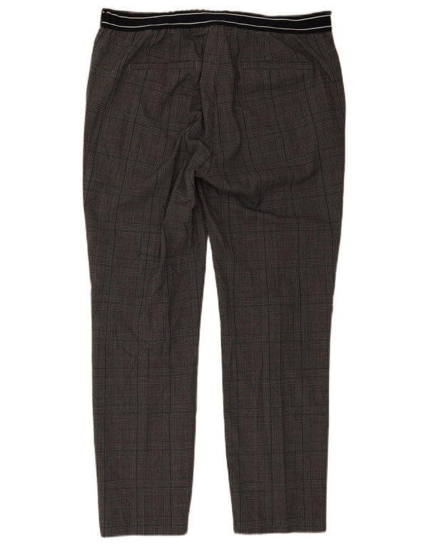 Zara Mujer Pantalón Chino Slim XL W32 L27 Poliéster A Cuadros Gris