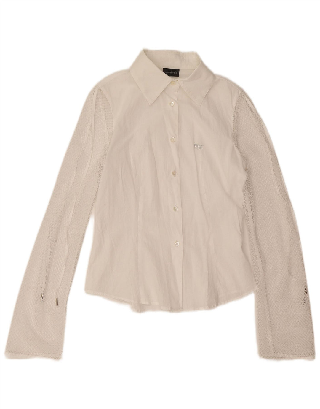 Roccobarocco Blusa Camisa Mujer UK 8 Small Blanco