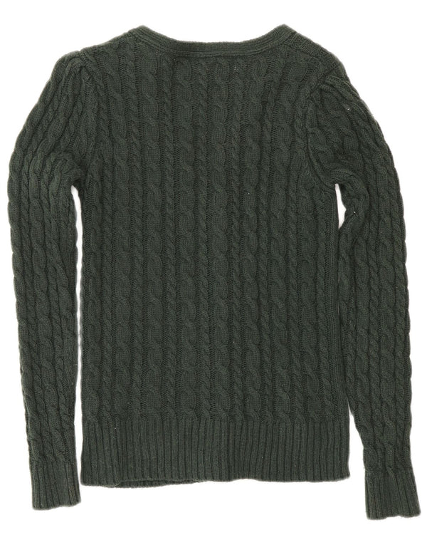 Zara Mujer Cárdigan Suéter UK 12 Algodón Verde Medio