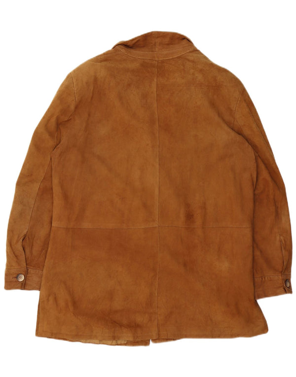 Vintage mujer ante abrigo Reino Unido 18 XL cuero marrón