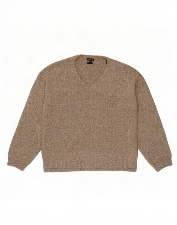 Jersey Massimo Dutti Hombre Cuello Pico Poliamida Beige Medio