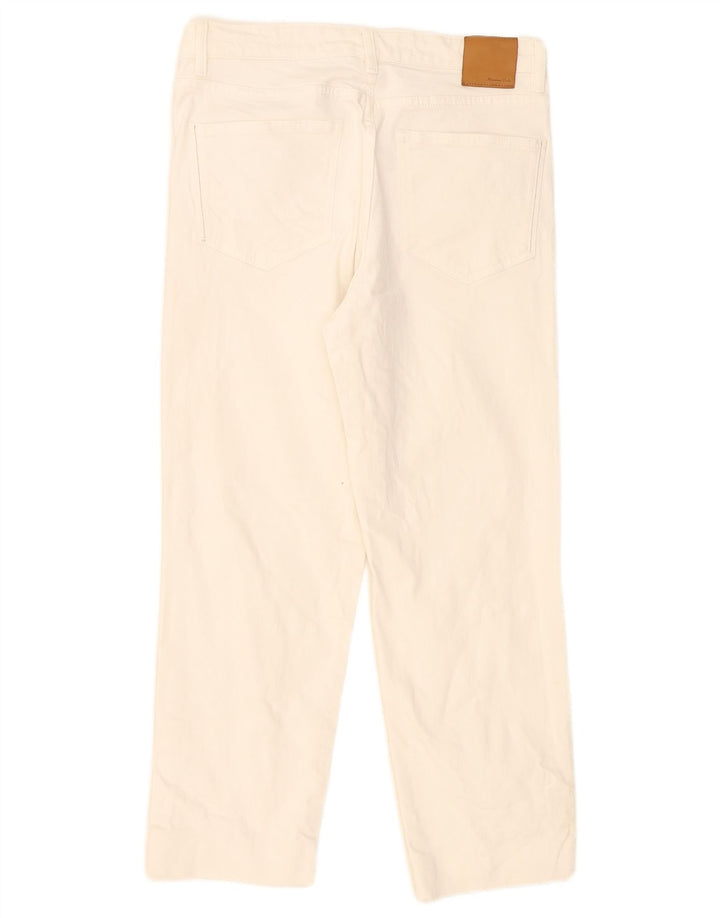 Massimo Dutti Vaqueros Cropped Mujer EU 40 Medium W30 L24 Blanco
