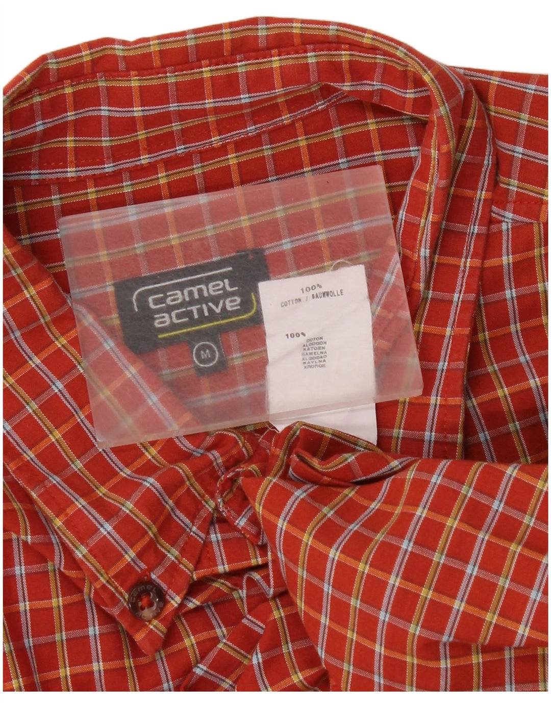 Camisa de manga corta para hombre Camel Active Algodón a cuadros rojo medio