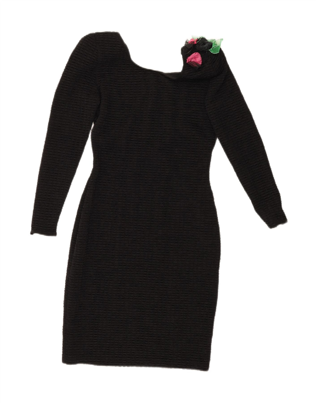 VINTAGE Womens Long Sleeve Bodycon Dress IT 40 Small Black Polyamide