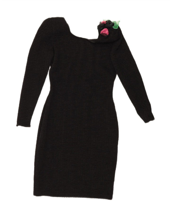 VINTAGE Womens Long Sleeve Bodycon Dress IT 40 Small Black Polyamide